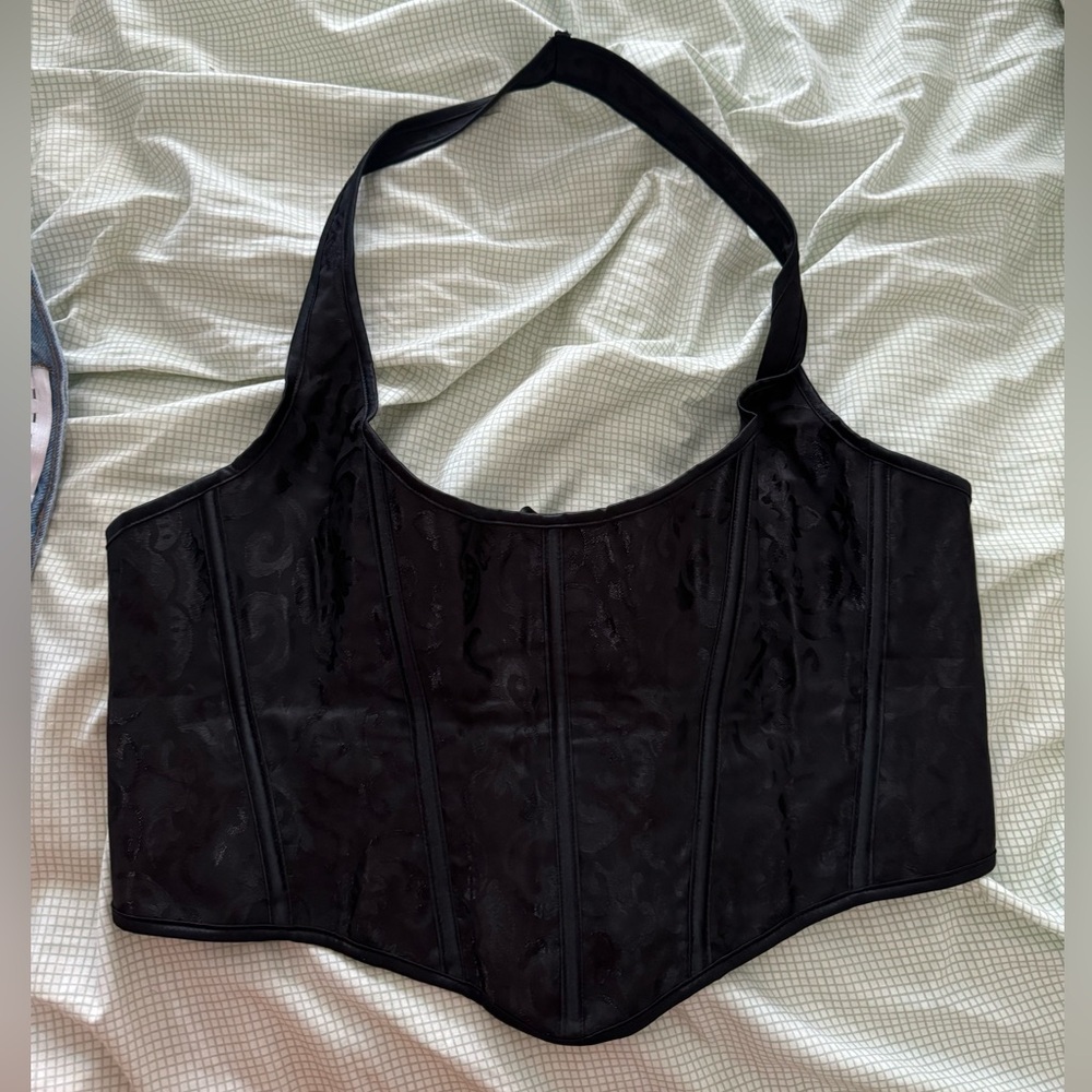 Plus Size Black Crop Corset Top